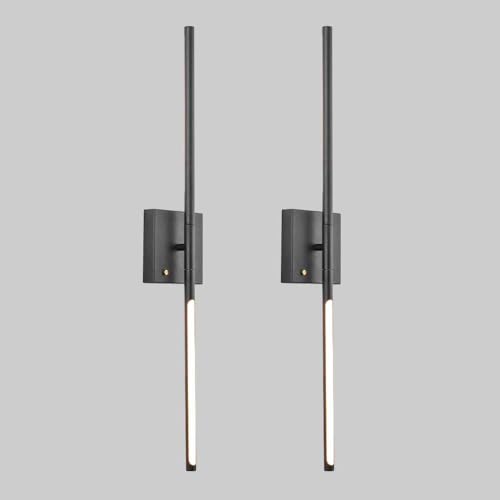 Juego de 2 apliques de pared inalámbricos con luz LED negra, recargables por USB con interruptor táctil, brillo ajustable, aplique de pared de 31,5 pulgadas, accesorio de iluminación para tocador