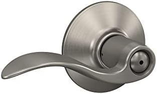 Schlage F40 V ACC 619 Accent Door Lever, Bed & Bath Privacy Lock, Satin Nickel, 5.5"L x 2.25"W
