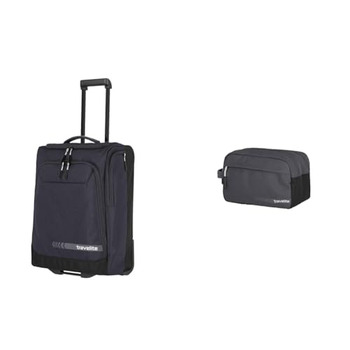 Travelite Trolley Reisetasche Größe S Handgepäck, Gepäck Serie Kick Off & Handgepäck Kosmetiktasche, Gepäck Serie Kick Off: Praktische Kulturtasche für Urlaub und Sport, 26 cm, 5 Liter, D'anthrazit