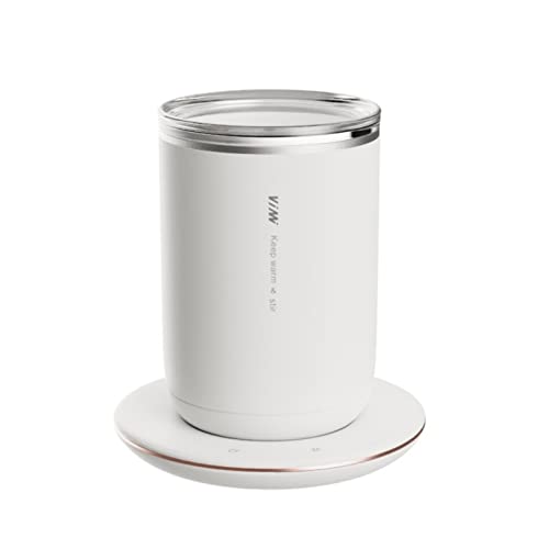 Temperature Control Smart Self Stirring Coffee Mug With Lid,Auto Stirring Warmer Coffee Tea Milk Cocoa Mug For Desk Home Office,Auto Controlled Heating Cup,Graatehearrt White 11 Oz Electric Mixer Mug #TOP15