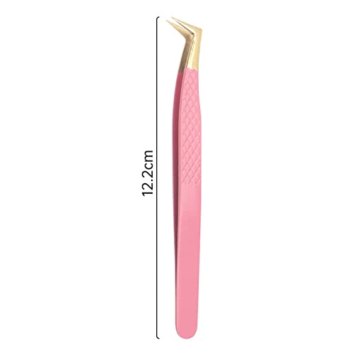 Pinzas de pestañas de acero inoxidable rosa para colocar extensiones sin caídas 8