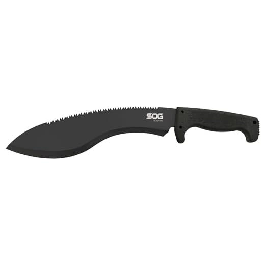 SOG SOGfari Kukri MC11-N Machete – Lame rigide de 30,5 cm avec dos de scie, poignée en caoutchouc, gaine en nylon