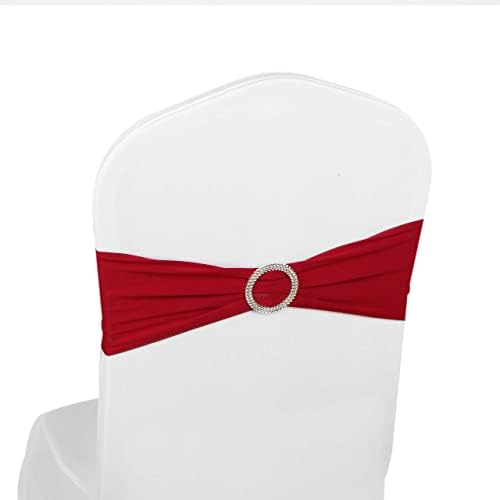 Elastic Stretch Spandex Chair Covers Sashes Bands With Buckle Bows For Wedding Home Party Suppliers Decorations (Royal Blue, 50PCS)