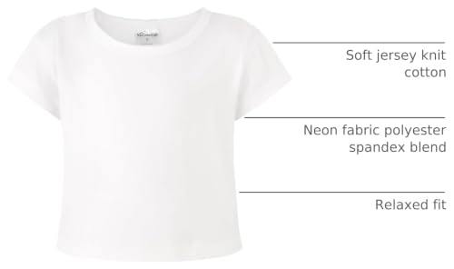 Image of Noomelfish Girls Short Sleeve Crop Tops Kids Summer Dance Cropped T-Shirts (5-14 Years)