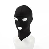 SSKHE Pełna osłona maski z kapturem Zentai, maska z otwartymi oczami i otwartymi ustami, oddychająca elastyczna czarna kostium cosplay, kominiarka męska czarna cienka maska na całą twarz, 3 otwory
