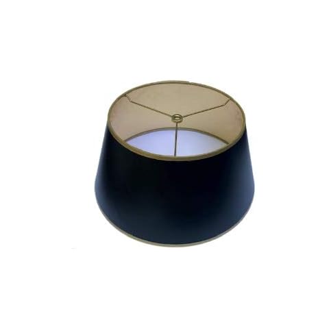 Upgradelights Black with Gold Shallow Tapered Drum Vintage Baldwin Bouillotte Lampshade (12 Inch) Cover