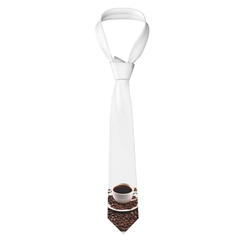 FWJZDSP Corbatas de seda para hombre, corbatas con diseño de granos de café y tazas, corbatas de moda novedosas, corbatas formales de negocios para bodas y fiestas