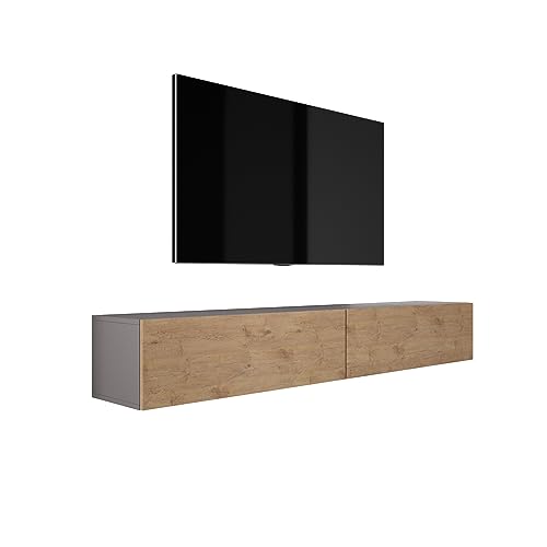 3E 3xE living.com Mobile TV sospeso, D: L: 2 x 100 cm, A: 34 cm, P: 32 cm, ANTRACITE/QUERCIA LANCELOT