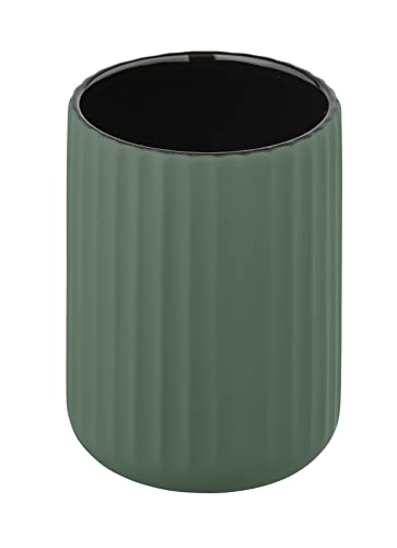 WENKO Zahnputzbecher Onyx Marmor – Zahnbürstenhalter, 7 X 12,5 X 7 Cm, Weiß