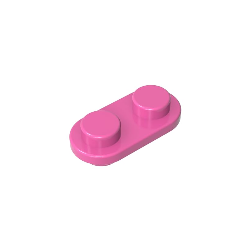 Gobricks 1x2 Rounded Double-Sided Piece 50 Pieces High-Precision MOC Building Bricks Replacement Parts Compatible with Lego Bricks GDS-90292-Dark Pink
