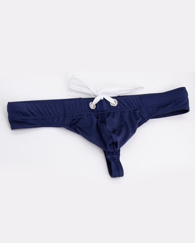 MIZOK Mens Sexy T-Back Thong Swimsuit G String Pouch Swimwear Quick Dry Bikini with Drawstring4