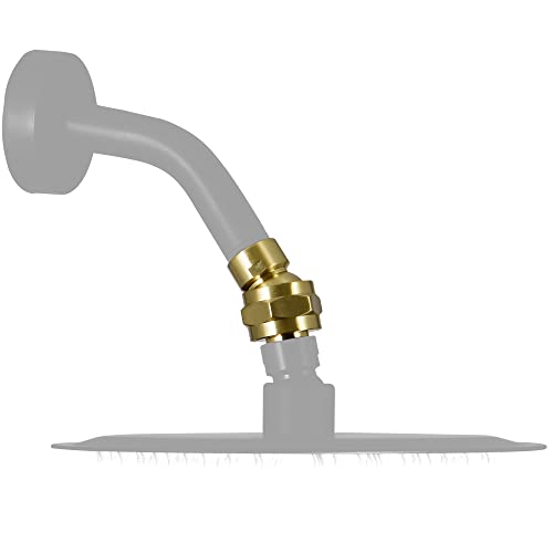 Solid Brass Shower Head Swivel Ball Adapter, Adjustable Shower Arm Extension Shower Head Adapter, Shower Connector Ball Joint, Brushed Gold #TOP7