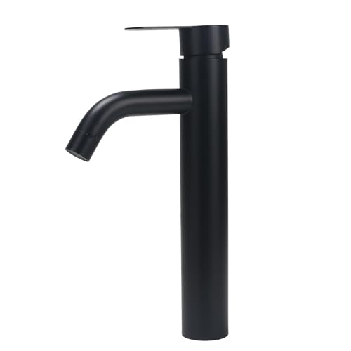 Minnhua Grifo de Lavabo Alto Negro de Acero Inoxidable Cromo Monomando Baño Control de Agua Fría Y Caliente