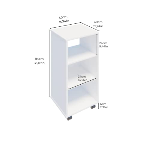 ESTANTE ORGANIZADORA FALKK MOMA 3 NICHOS C/ RODIZIO BRANCA