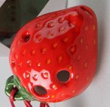 Strawberry 4 Holes Novelty Pendant Ceramic Ocarina. Great Gift, Dexterous, Easy to Carry and Learn. Linn's Arts! - Thumbnail 2