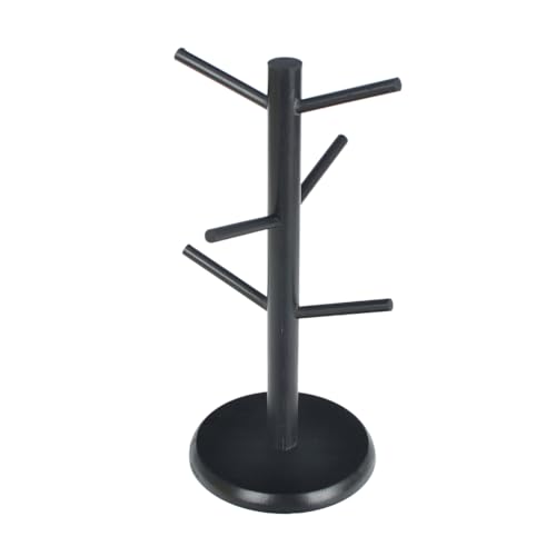 IUYIXWFP Coffee Mug Tree Holder, Bamboo Cup Stand for Counter, 6 Hook Mug Rack Dryer