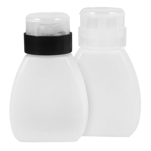 BELLIFFY 2 Piezas Botellas de Presión Recargables para Removedor de Esmalte y Maquillaje Dispensadores Transparentes y Negros con Bloqueo para Manicura y Pedicura
