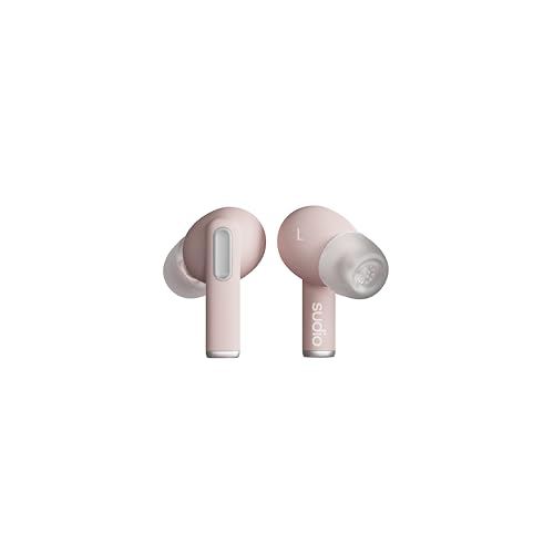 Sudio A1Pro Pink - Auriculares in-Ear con Bluetooth, Control táctil con Base de Carga inalámbrica compacta, protección IPX4, cancelación de Ruido Activa, con micrófono Integrado, Sonido de Cristal