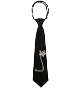 Mantieqingway Black Ties for Women, Punk Metal Chain Necktie