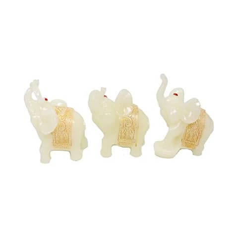 We pay your sales tax Feng Shui Set of 3 Elephant Statues Wealth Lucky Figurines Home Decor Housewarming Congratulatory Gift (White Jade) Cover