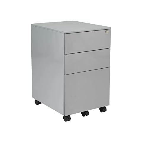 Steel 3 Drawer Mobile Pedestal - Silver Cover