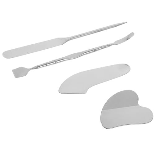 LIFKOME 4 Pezzi Strumenti in Acciaio Inossidabile per Pulizia Profonda Pori Rimuovi Punti Modellatore Contorno e Doppio Spatola Gua Sha per e