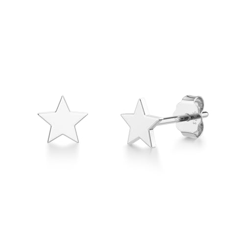 JIAYIQI 925 Sterling Silver Star Stud Earrings 14K White Gold Plated Star Earrings for Women Sensitive Ears