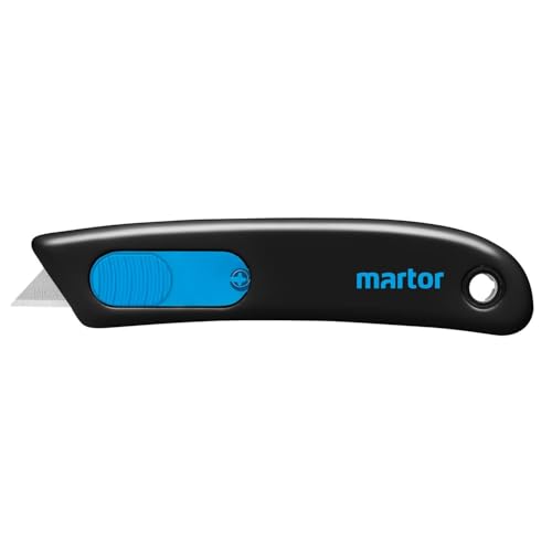 MARTOR SECUNORM SMARTCUT - Cuchillo de seguridad con alimentador de hoja, hoja inoxidable, cuchillo profesional, pequeño, ligero, diestros y zurdos, desechable, certificado GS