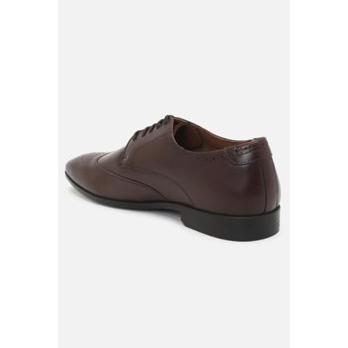 Image of Louis Philippe Men Premium Leather Breathable Lining Material Anti Slip with Heel TPR Sole Formal Derby Shoes