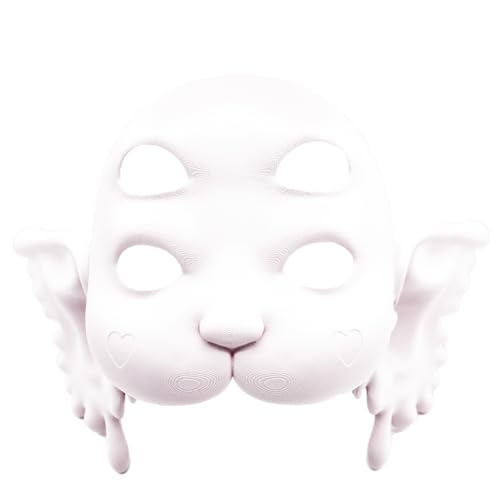 Printed Mask Costume for Adults Nymph Portals Face Mask- mask or Anime costume Mask & Ears (WHITE)