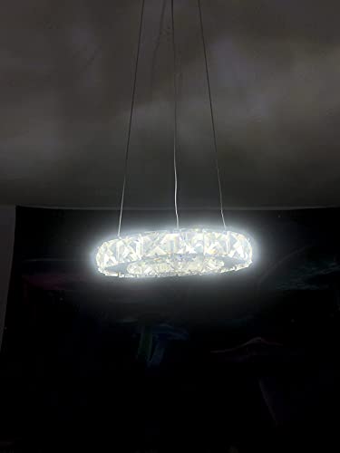 Image of Modern Crystal Hanging Ring Foyer Circular Chandelier LED Light Fixtures Pendant Lights (8.5 inch Diameter, Warm White)