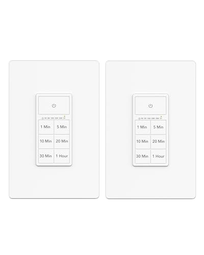 BN-LINK Countdown Timer Switch for Exhaust Fan and Bathroom Light, Touch Button 1-5-10-20-30-60 Min...