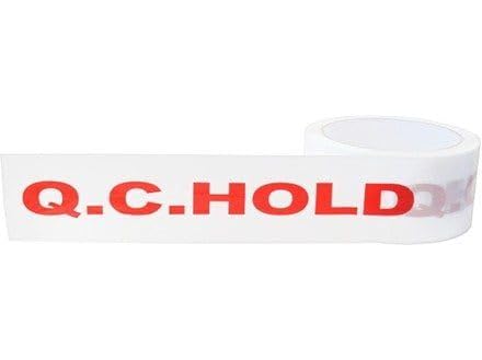 Agritel QC Hold Printed Tape – 48mm x 66m – White with Red Safety Warning – Self-Adhesive Packaging Tape for Warehouses & Food Production – Pack of 18 Rolls