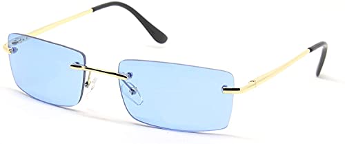 SY SEEYOU lunettes de soleil sans monture verre bleu sky transparent multicolores rectangulaire (Bleu Sky)