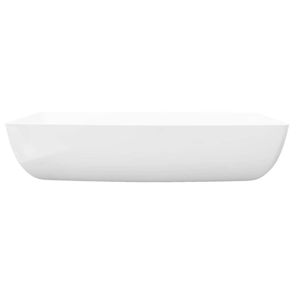 vidaXL Lavabo de Baño Lujoso Rectangular de Cerámica Blanco Lavamanos de Aseo