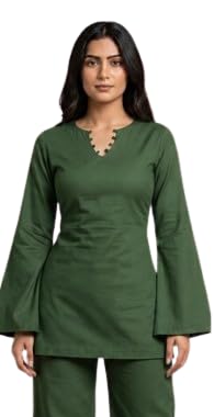 Women’s Rayon V-Neck Short Kurti with Bell Sleeves-picture-35