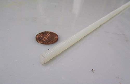 Natural Nylon 6/6 Fully Threaded Rod RH 1/4"-20 x 24 Length 3 Pcs.