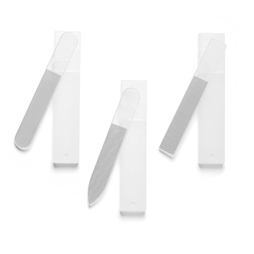Juego de Limas de Uñas de Vidrio – Lima Cristal para Uñas Naturales con Superficie Pulidora Fina, Limas Profesionales para Manicura y Pedicura, Nail File de Vidrio para Cuidado Diario (3PCS)