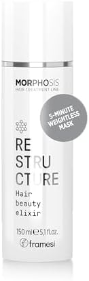 FRAMESI Morphosis Restructure Hair Beauty Elixir 5.1 fl oz, 5-Minute Weightless Mask, Repairing Conditioner, Natural Ingredients, Color Safe