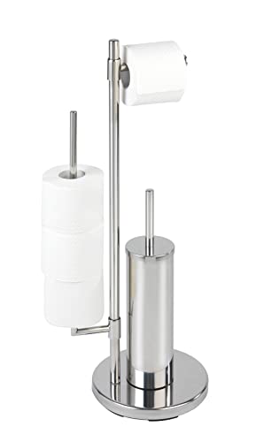 WENKO Combiné WC Universalo Neo, Brosse WC et dérouleur Papier Toilette, Inox, 30x73x20 cm