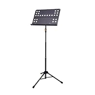 "EZ Grip" height adjustment handle, improved feet for greater stability Music stand: 48 x 34.5 cm, height: 74 cm - 115 cm, base radius: 34.5 cm Weight: 3.1 kg, max. Load: 5 kg Dimensions when folded: 68 x 13 x 21.5 cm