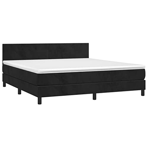 Frdhee Stauraumbett Funktionsbett Bettgestell,Boxspringbett mit Matratze Schwarz 160x200 cm Samt,Geeignet Für Schlafzimmer,Gästezimmer Und Hotels – Bild 5