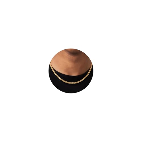 ZNBOH Halskette Herren Weizenkette Edelstahl/18K Vergoldet 2/3/4/5mm Breit Kette für Männer Jungen Silberkette Goldkette Hip-Hop Chain Necklace 46/51/56/61cm Länge Schmuck Geschenke für Männer Damen