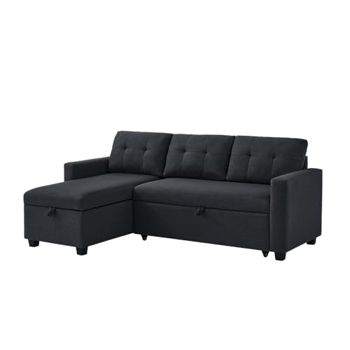VitaliSpa Sofa L Form Campina, Anthrazit, 226 x 163 cm mit Schlaffunktion, platzsparend mit ausziehbarer Liegefl&auml;che und Bettkasten