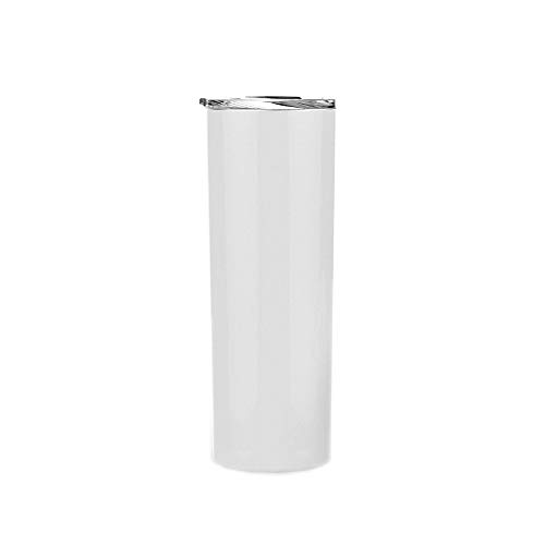 Gteller Doble Pared 18/8 de Acero Inoxidable al vacío Delgado Vaso Delgado con Reutilizable Paja y Tapa, Taza de Viaje aislada Que Mantiene la Bebida fría y Caliente (Blanco, 20 oz) Cover