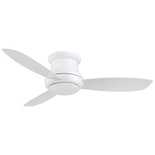Minka-Aire F519L-WH, Concept II LED White Flush Mount 52' Ceiling Fan with Light & Remote Control