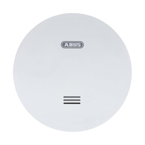 ABUS Détecteur de fumée plat RWM160 - Avec batterie de 10 ans - Label Q et DIN EN 14604 - Réduit le clignotement de nuit