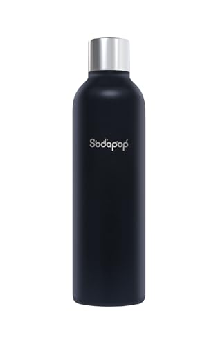 Sodapop Edelstahlflasche schwarz, ausschließlich Wassersprudler Logan & Cooper Pro, doppelwandig, hält bis zu 12h kalt und warm, 1x 750 ml