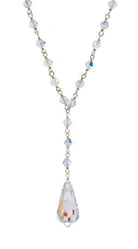 LTC Designs Austrian Crystal Aurora Borealis Beaded Hand Linked Y Necklace
