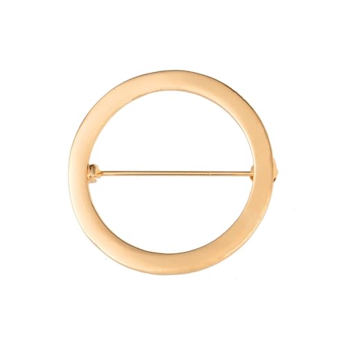 Image of Simple Geometry Circle Brooch Pin for Women Shape Shawl Scarf Buckle Women Suit Brooch Pins Jewelry (Golden)